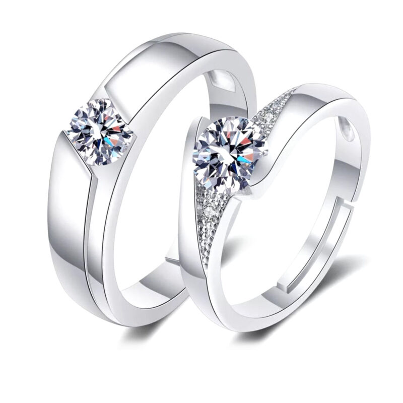 A Pair Of Couples' Ring For Couple – Silver Alloy Adjustable Rings